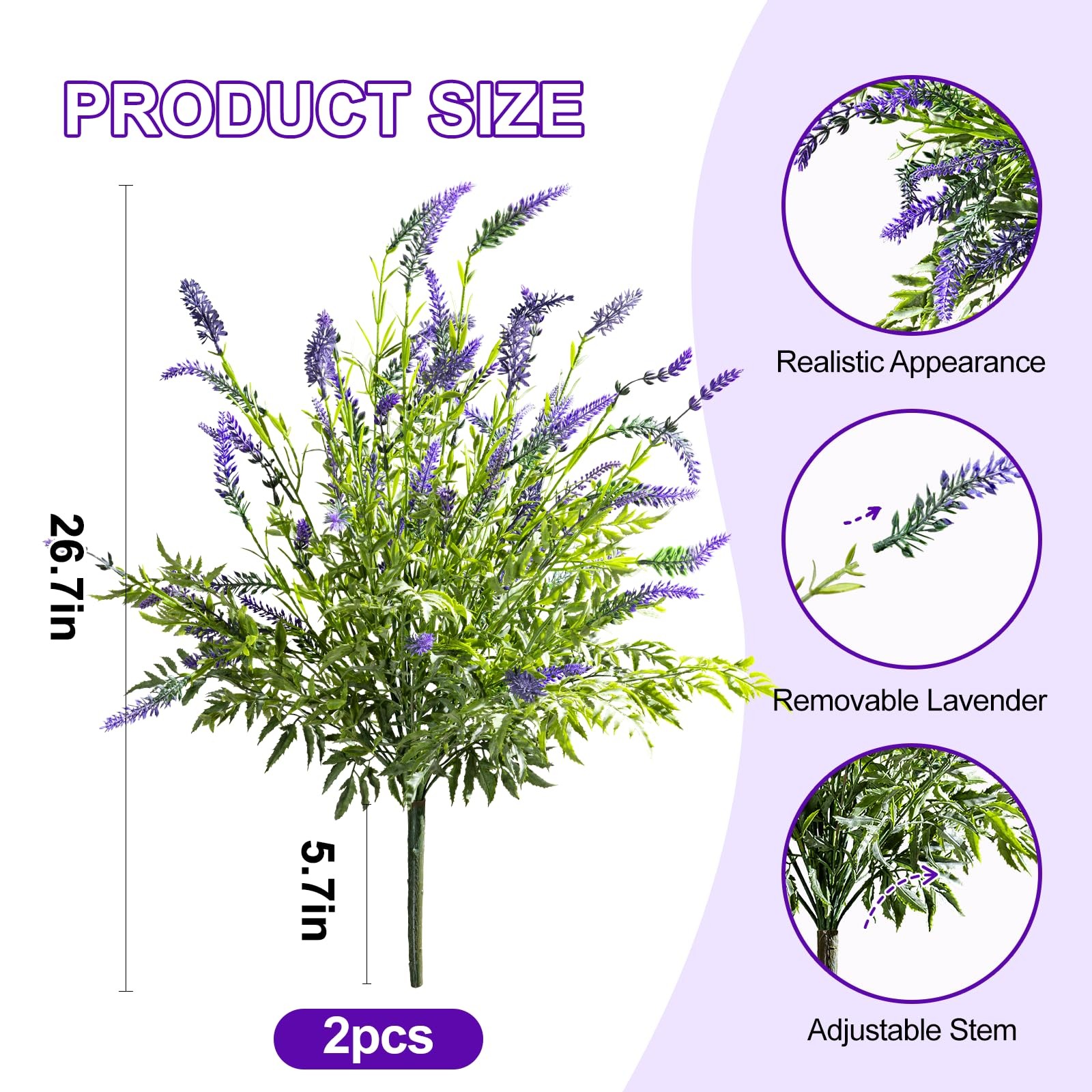 2 Bundles Artificial Lavender Flower Artificial Greenery Stems Fake Lavender …