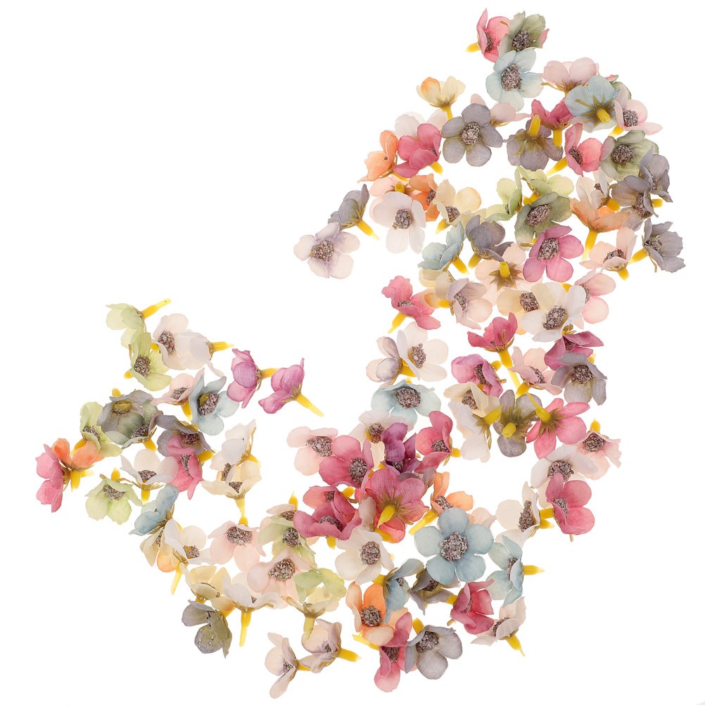 100 Pcs Mini Colored Daisy Fake Flower Flowers Heads For Crafts Baby Artificial
