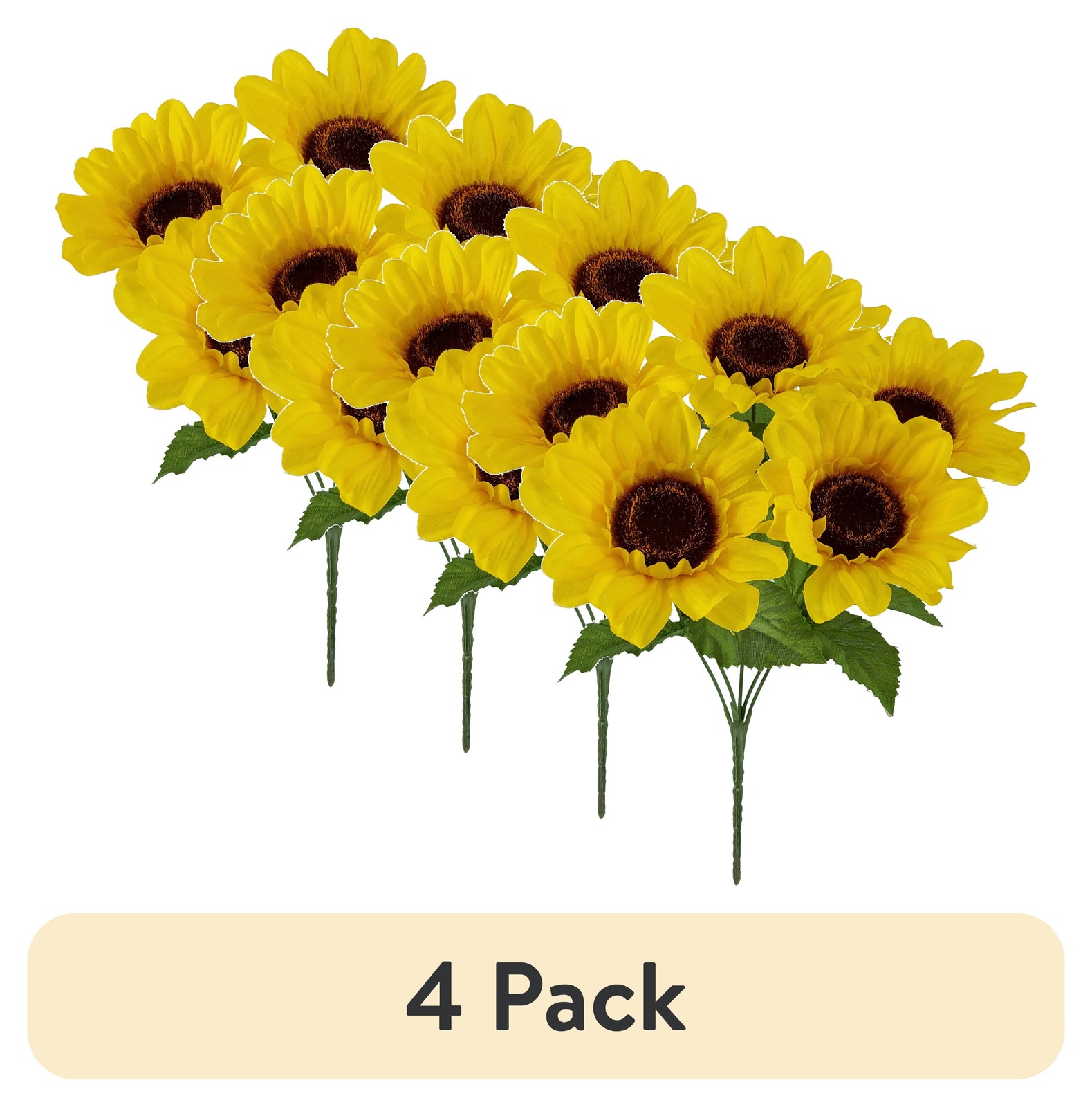 (4 pack) 12.5 in Indoor Artificial Sunflower Pick, Yellow Color.Fast delivery