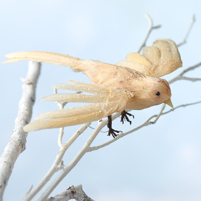 Set of 12 Open Wing 6-1/2″ Snowy Ivory Feathered Doves