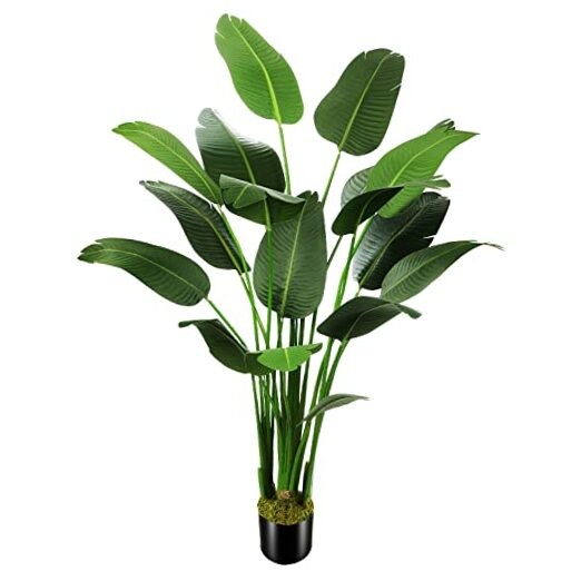 6.5ft Artificial Silk Bird of Paradise Palm Tree (78in) with 17 Trunks 6ft 6in