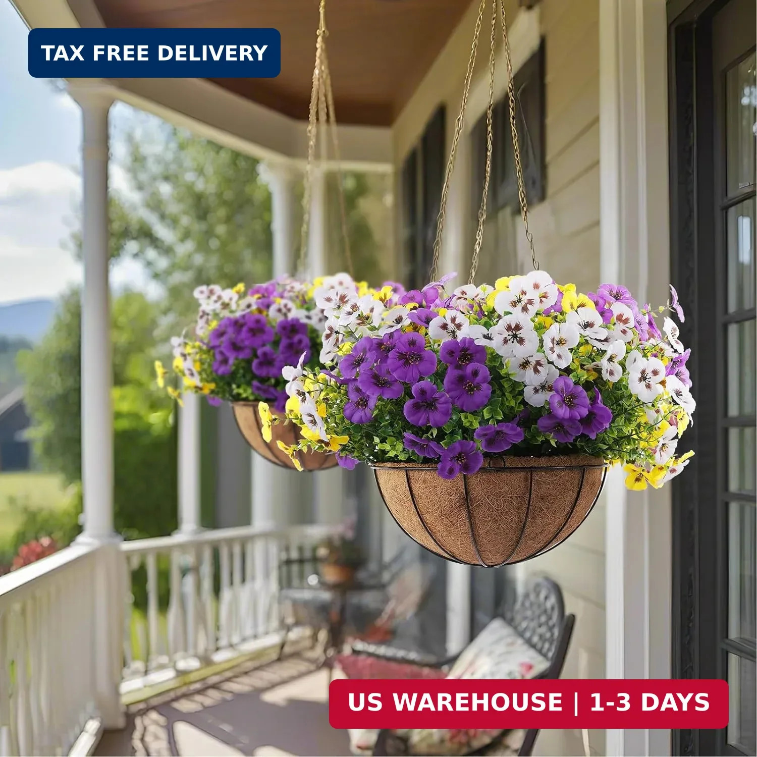 Rowfad 18 Pcs Artificial Fake Pansy Flowers for Outdoor, Faux Silk Pansies Sprin