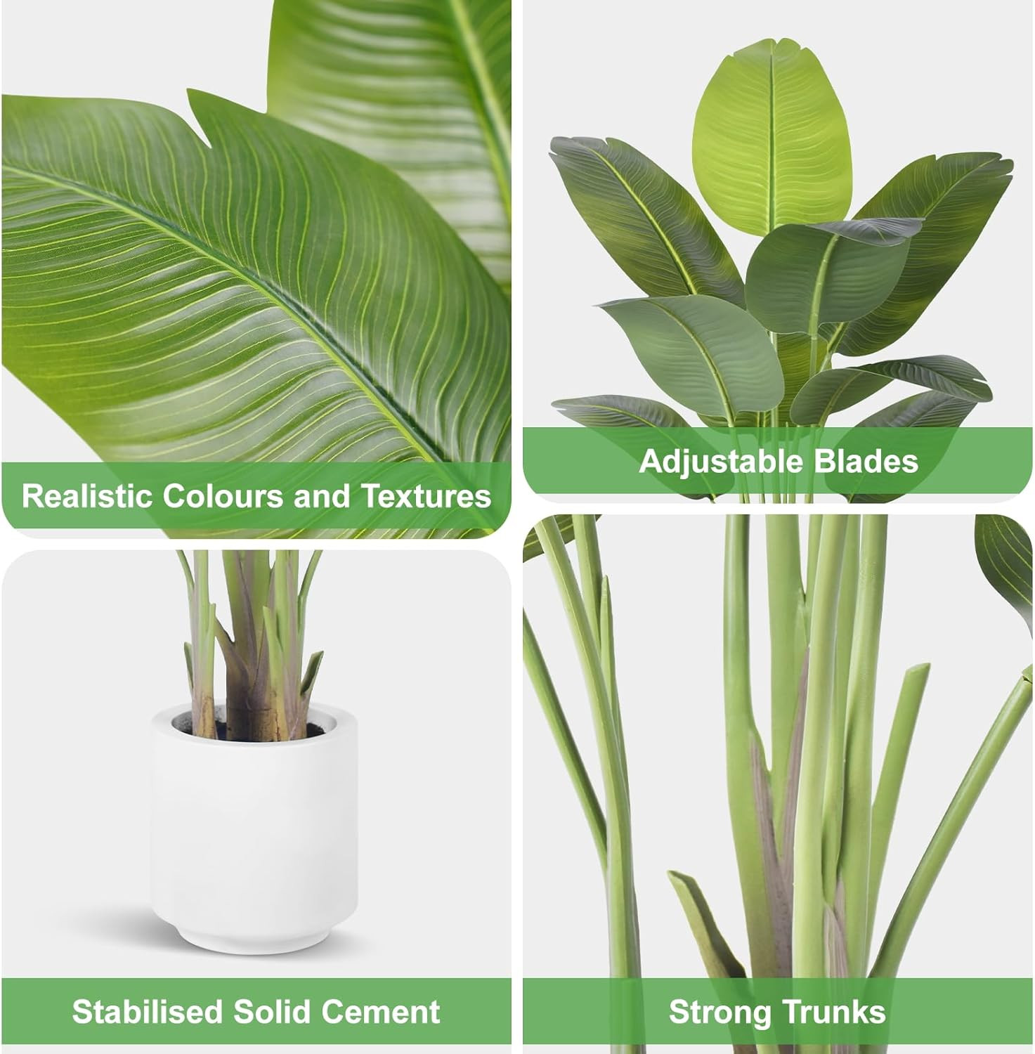 4Ft Artificial Bird of Paradise Plant with 9 Silk Leaves for Home Decor