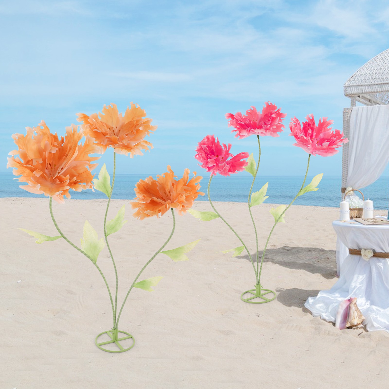 3 Heads Giant Artificial Flowers Wedding Artificial Flower Decoration Stand