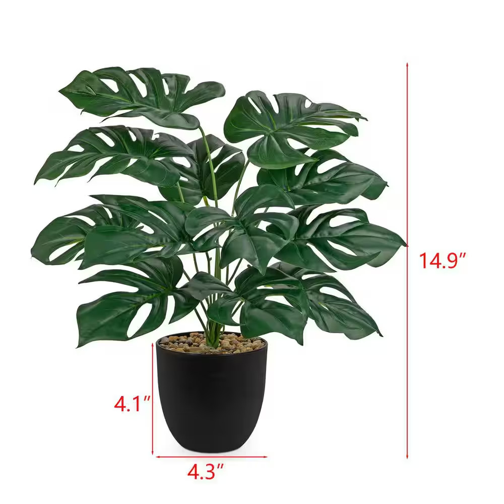 18 In. Fake Potted Plant with Black Pot Ornaments