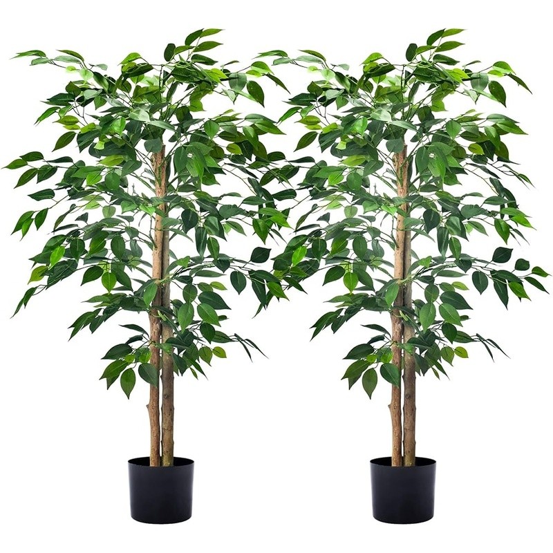 Realistic Artificial Ficus Plant W/ Adjustable Branches Indoor Outdoor Decor New