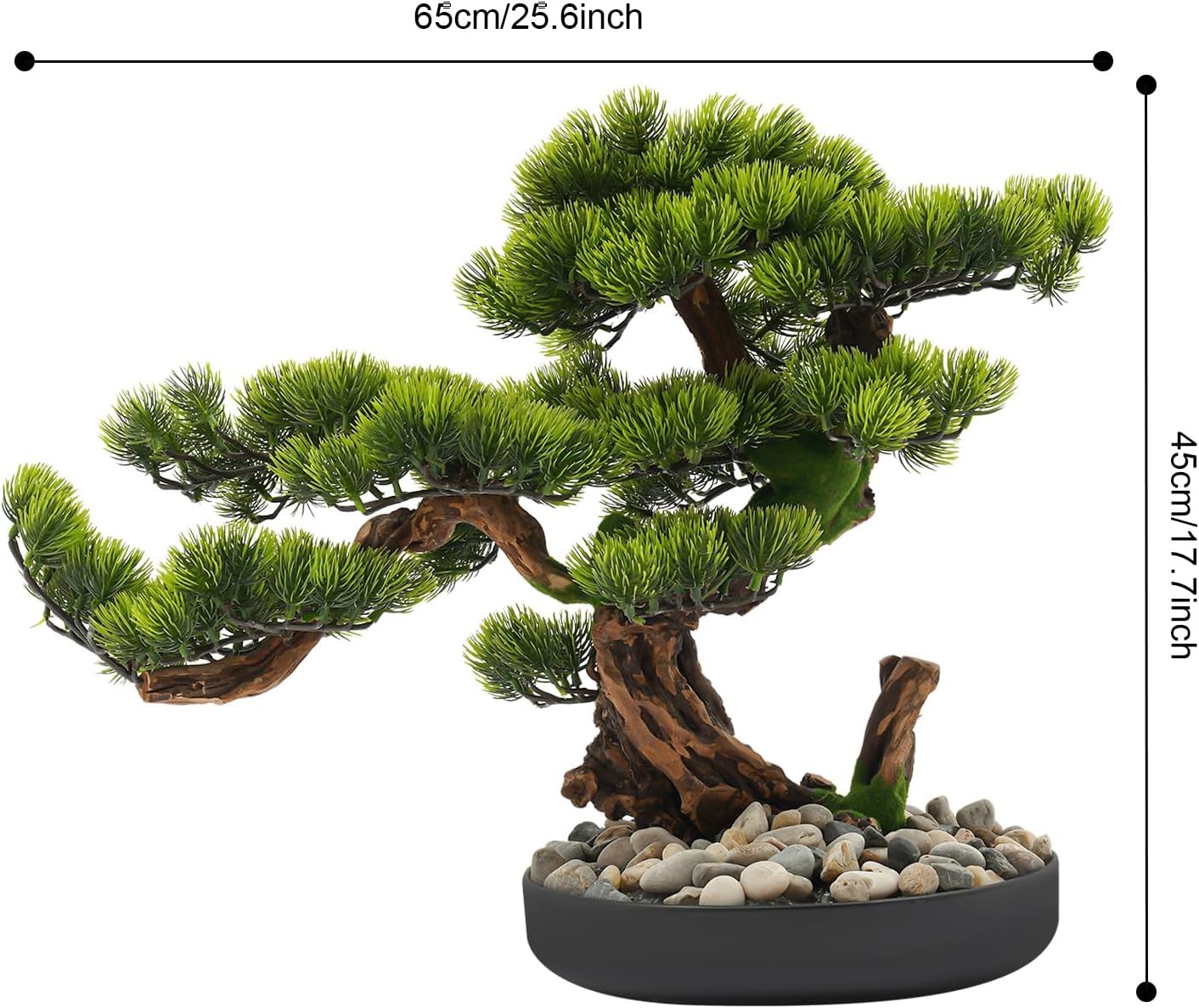 Realistic Artificial Bonsai Pine Tree 25.6 * 17.7in Indoor Desktop Welcome Pine