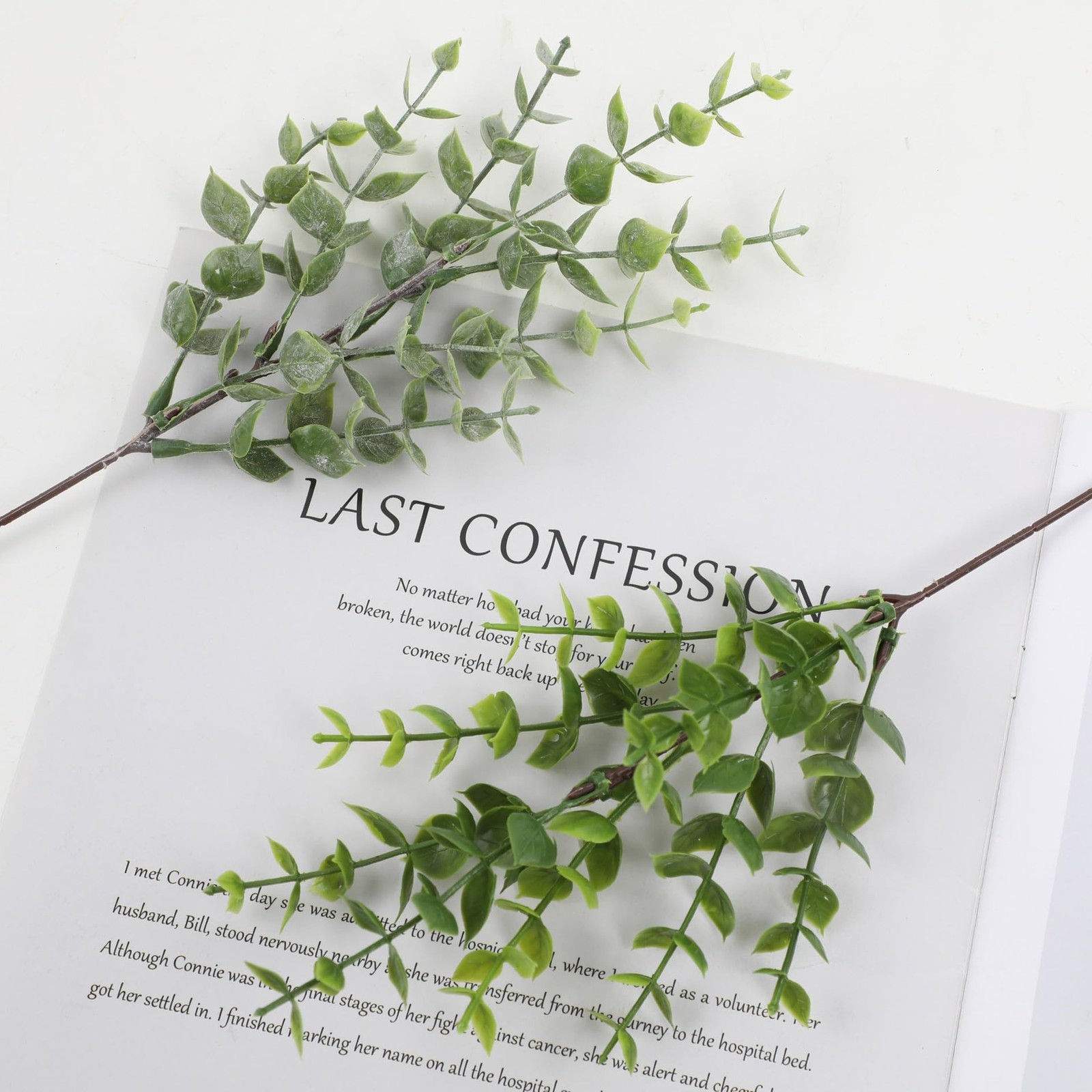 Artificial Eucalyptus Stem, Green Leaves, 12 Pack Green Faux Plant Branch, 12…