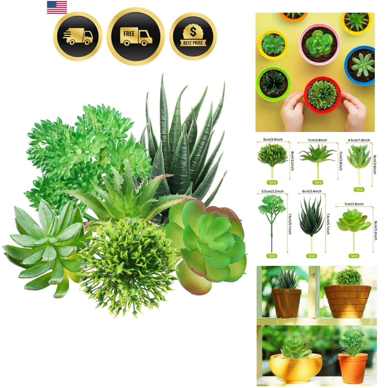 Artificial Succulents Plants Fake Mini Succulents for DIY Home Office Decor