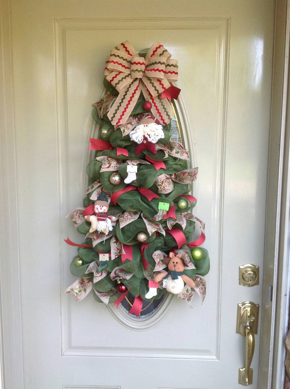 Christmas, Winter, Deco Mesh, Gift, Tree, Door, Decor, Welcome, Wreath