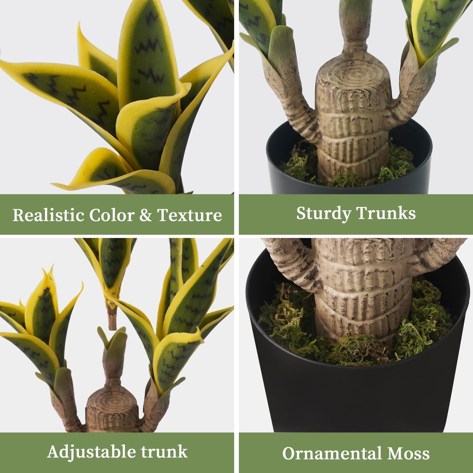 Fake Snake Plant 23.6″ Agave Plant Artificial with Black Pot Fake Sansevieria…