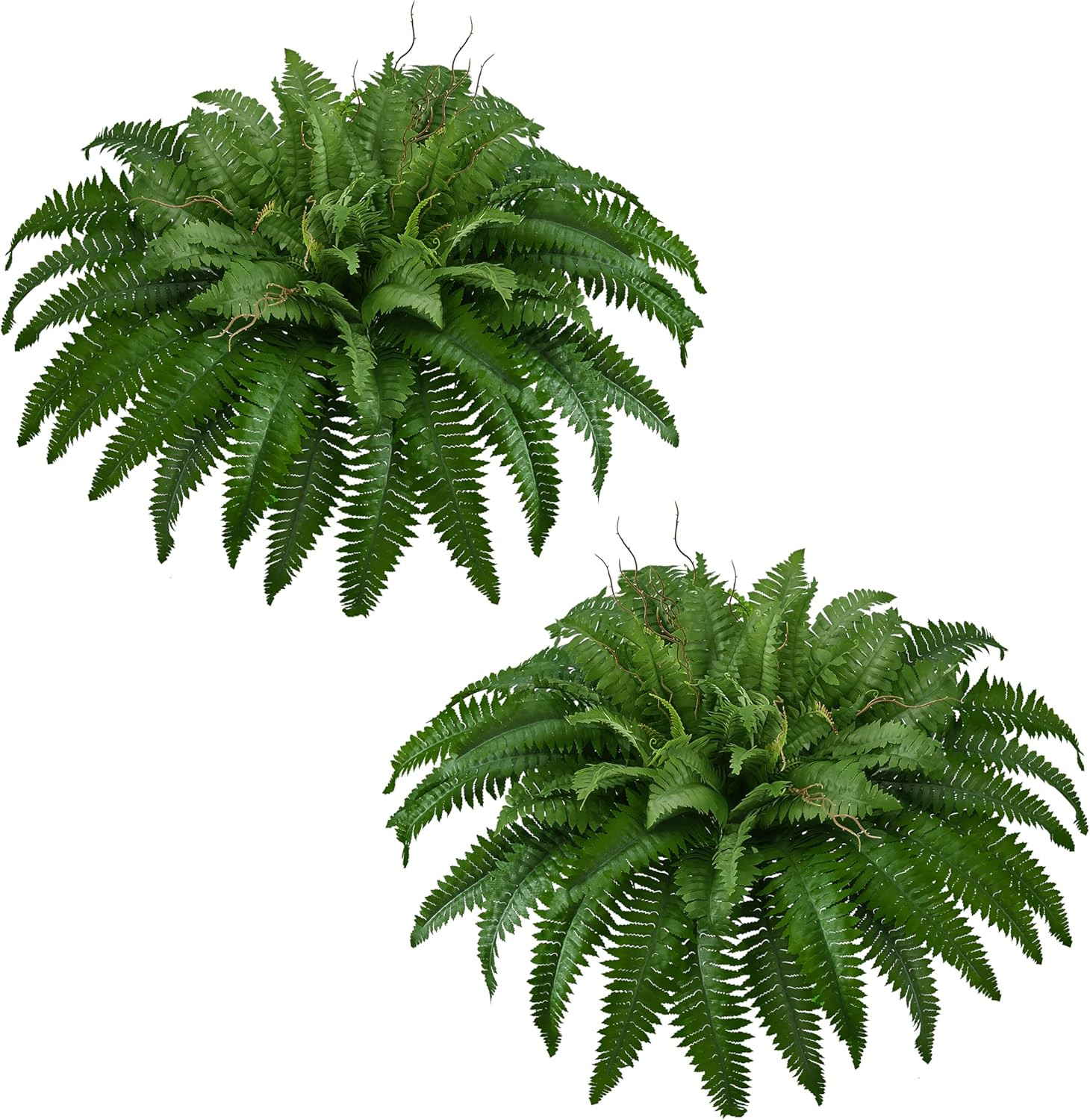 42In Artificial Boston Ferns Bush, Set of 2 Large Faux Ferns Plants, 79 Branches
