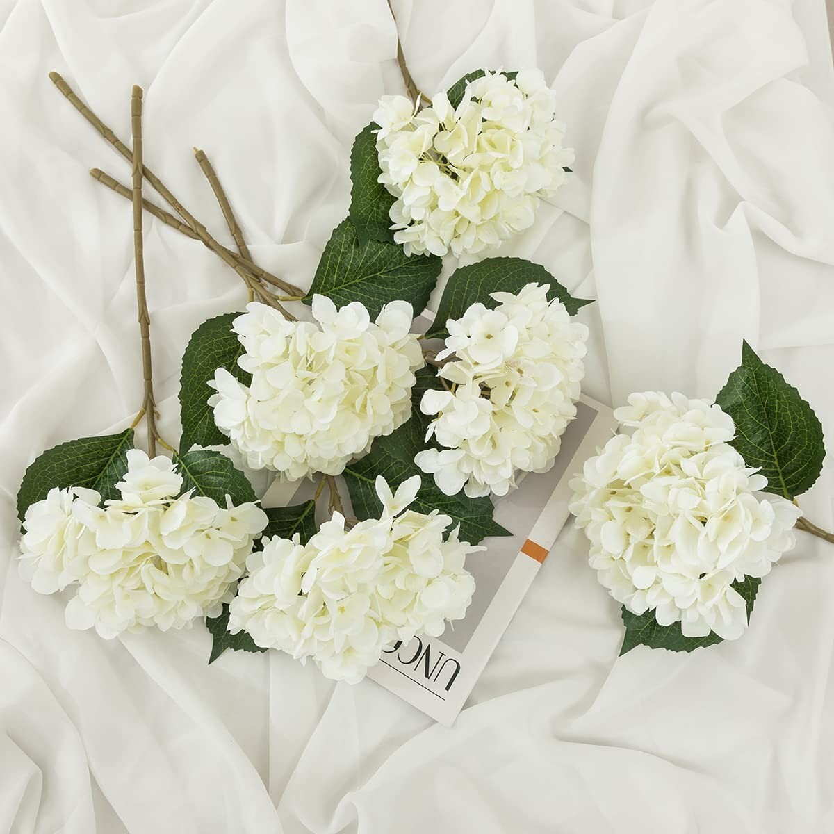 3pcs 25in Artificial Realistic Hydrangea Flowers 3D Real Touch 25in Extra Long