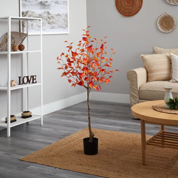 4’ Fall Birch Artificial Autumn Tree Home Garden Decor. Retail $134