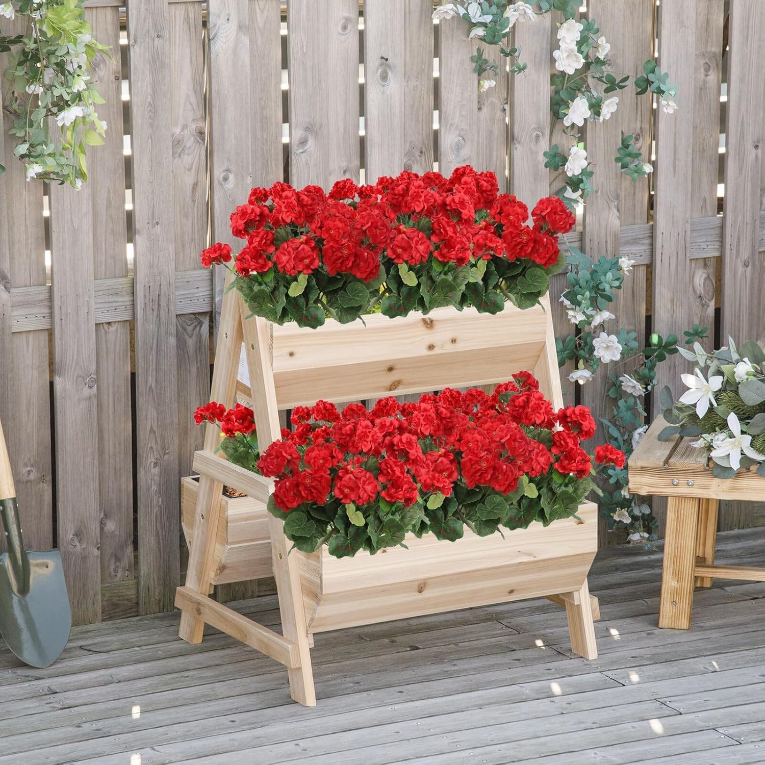 Vibrant Red Faux Geraniums – Pack of 3 for Effortless Spring & Summer Decoration