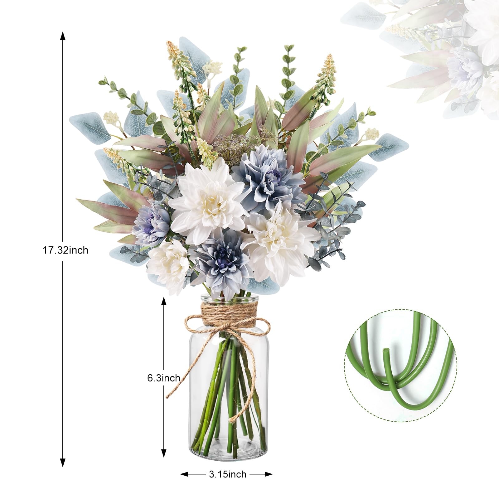 Fake Flowers in Vase Artificial Flowers Coffee Table Decor, Faux Flowers in V…