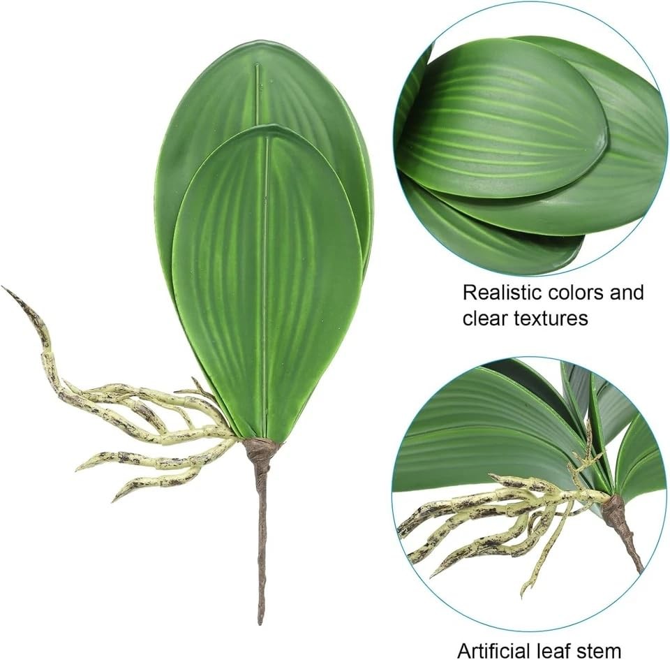 8 Inch Green Faux Orchid Leaves Real Touch Phalaenopsis Artificial 1pc