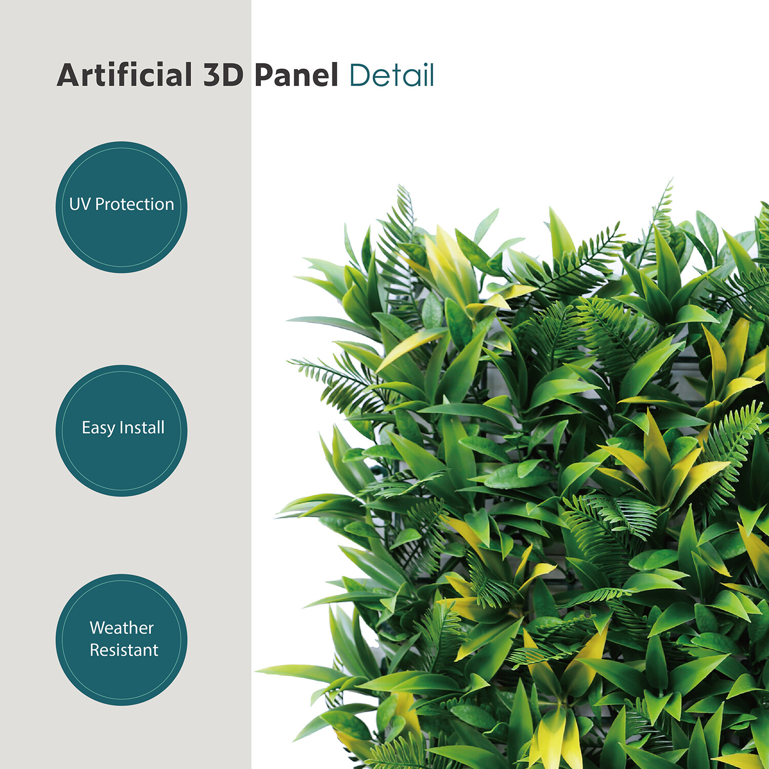 20″x20″ Artificial Faux #3 3D Mixed Panel Leaf Privacy Fence Screen Decor Hedge