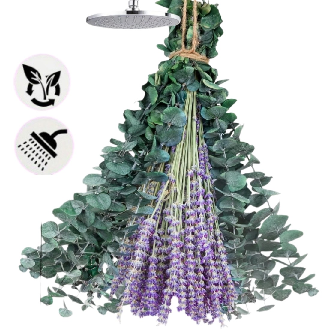 115Pcs Natural Dried Eucalyptus & Lavender Flowers for Shower Decor Aromatherapy
