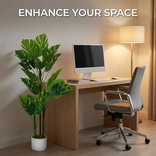GAOMON 3.6ft Artificial Monstera Deliciosa Plants in Planter,Faux Tropical