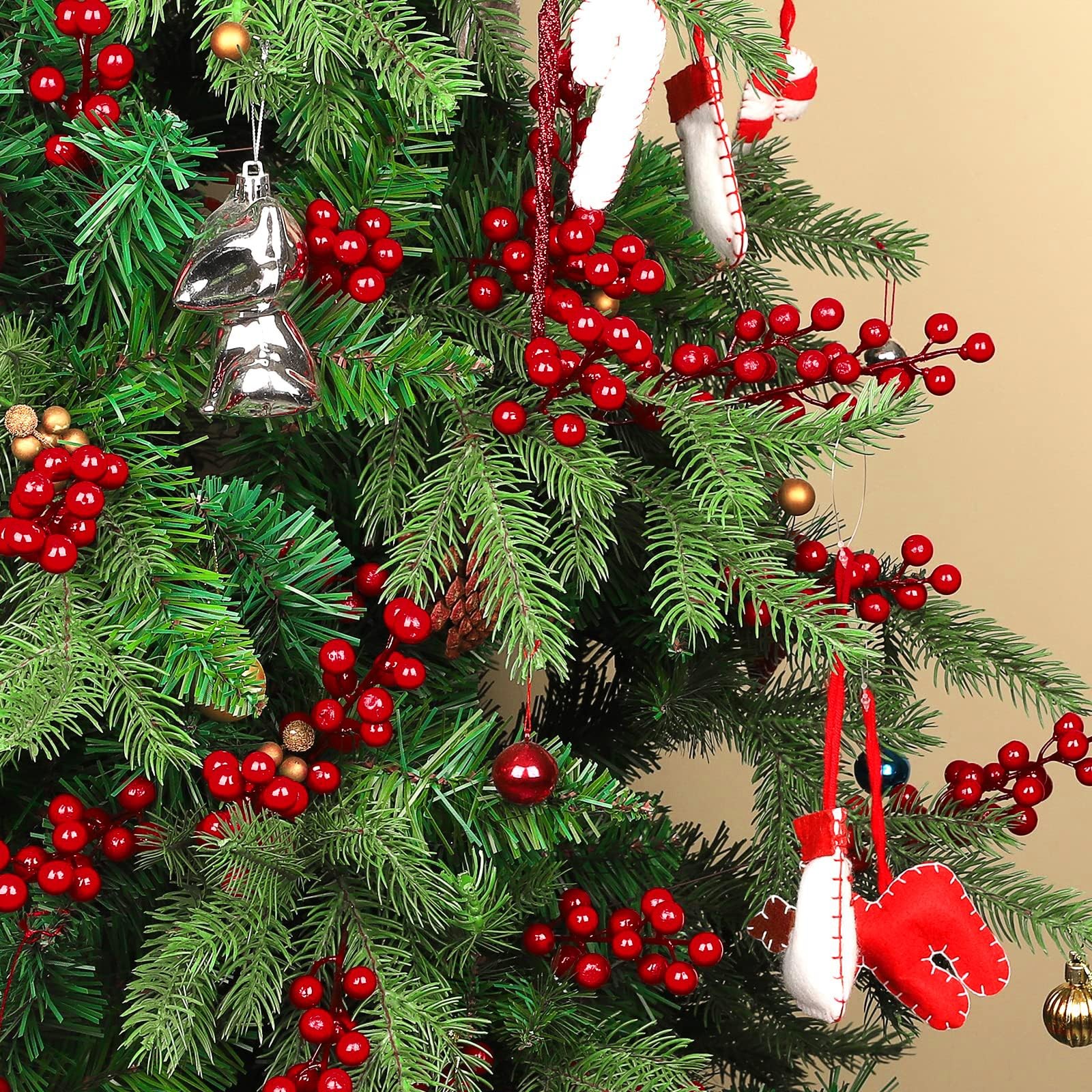 24 Pcs Christmas Tree Decorations, Christmas Ornaments Artificial Red Berry S…