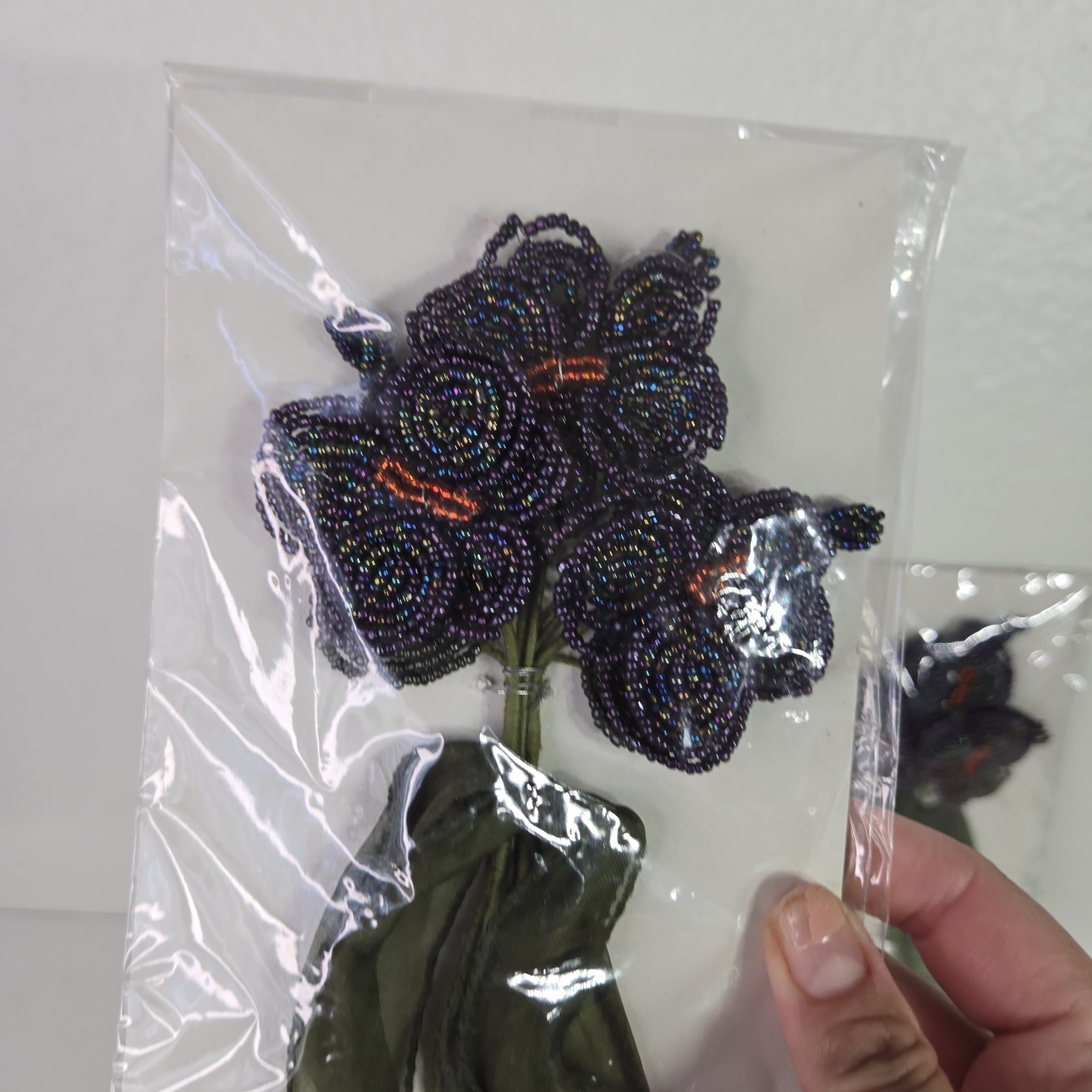 Katherine’s Collection Retired Beaded Flower Bouquet Stem Orchid Goth New 3pc
