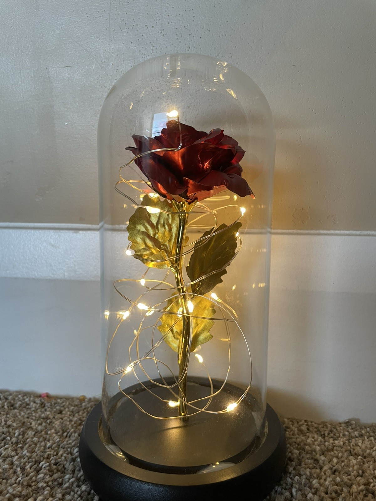 Glass Rose Flower, LED Light Up Rose, Gold Plated, Gift For Women, Mom, Wife