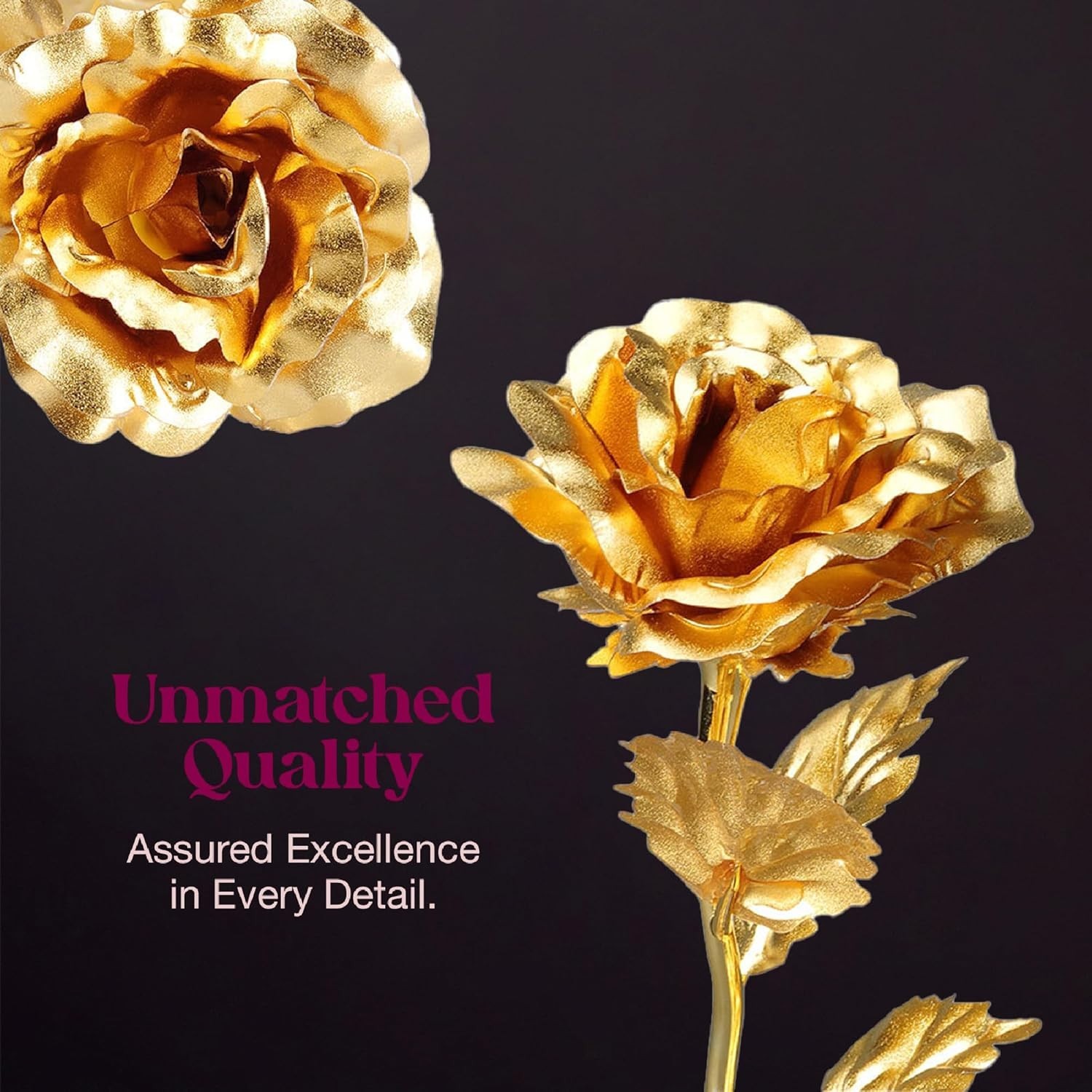 24k Gold Rose with Luxury Gift Box – 10-inch Golden Rose Metal Single Roses and