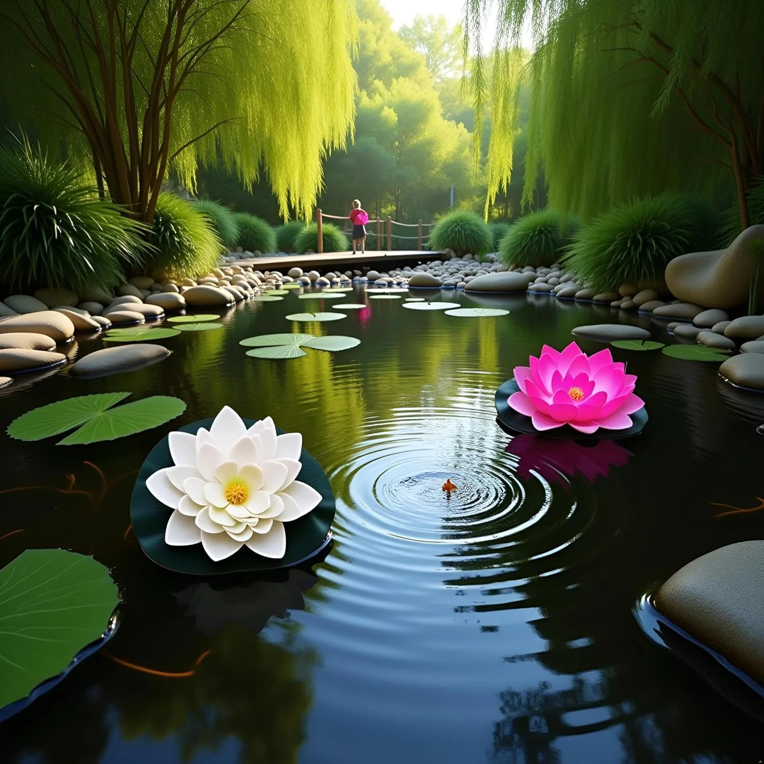 4 Pcs Artificial Water Lily Foam Lotus Flower Pond Decor for Pond Patio Garden P