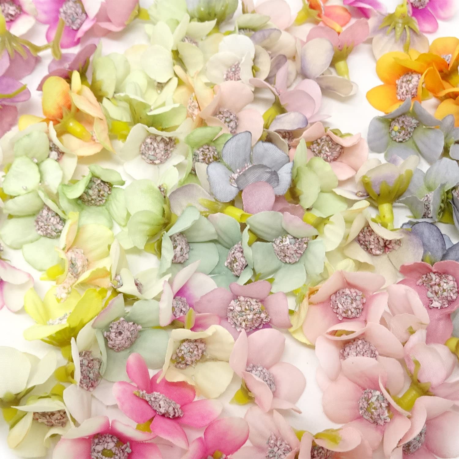 100 PCS Fabric Flower Heads 1 Inch Assorted Colors Artificial Fake Crafts