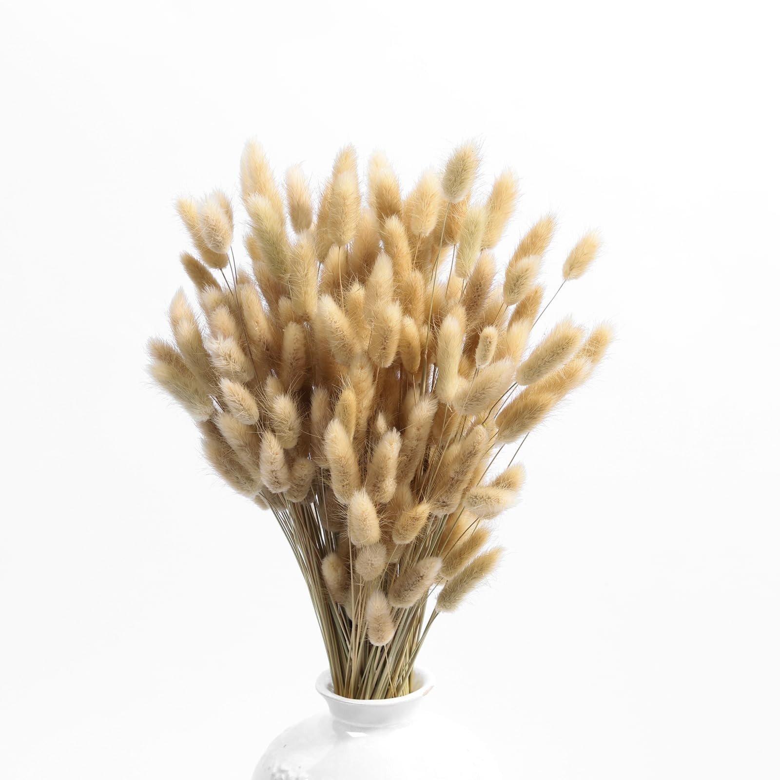 120PCS Bunny Tails Dried Flowers,17″ Brown Pampas Grass Natural Rabbit Tail G…