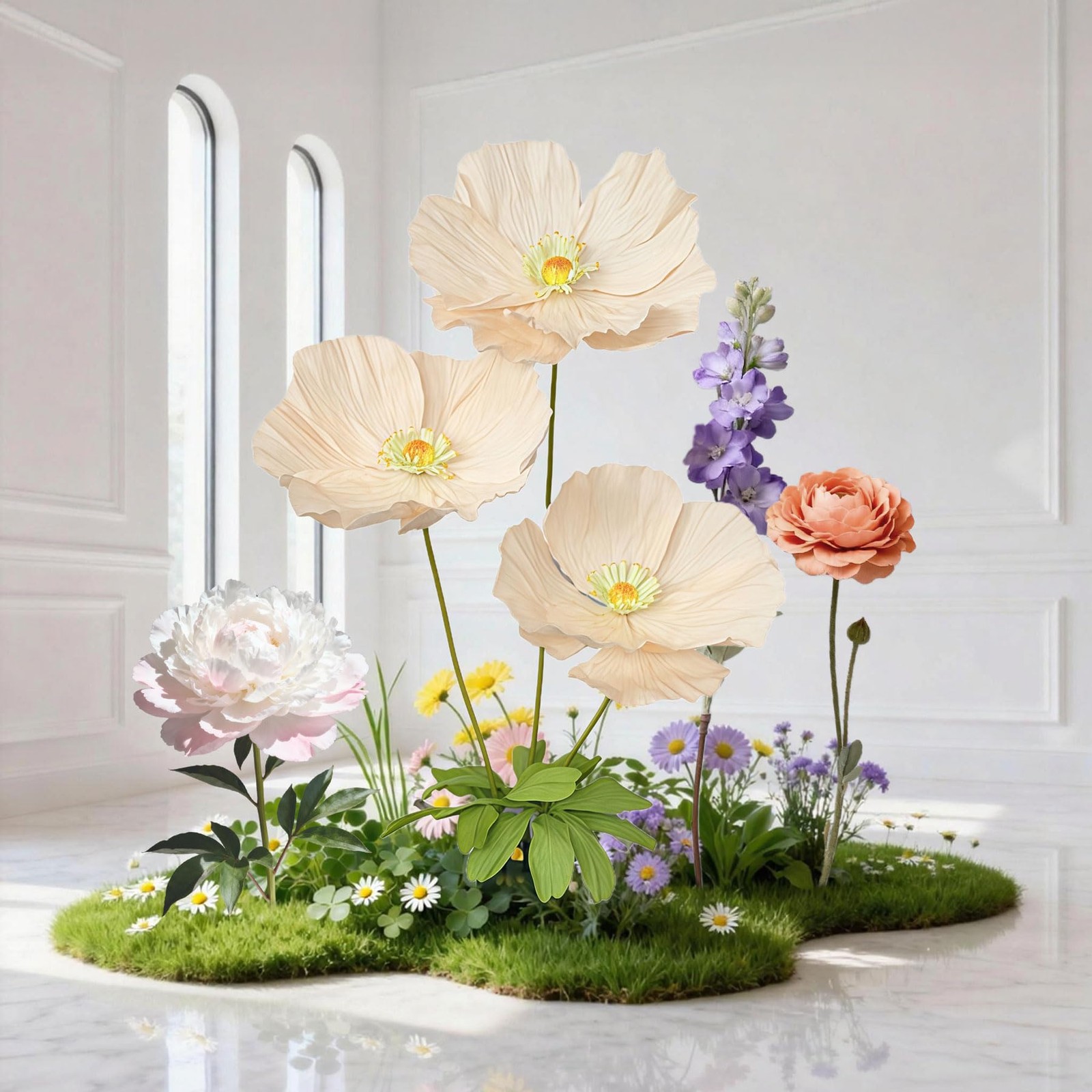 Artificial Flowers Decorations 5.58ft Fake Poppy Flower for Standing Receptio…