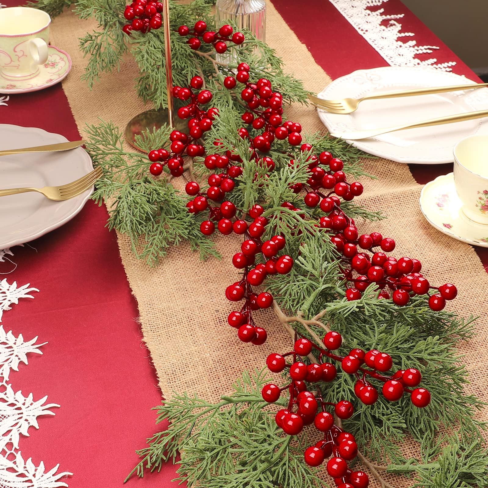 24 Pcs Christmas Tree Decorations, Christmas Ornaments Artificial Red Berry S…