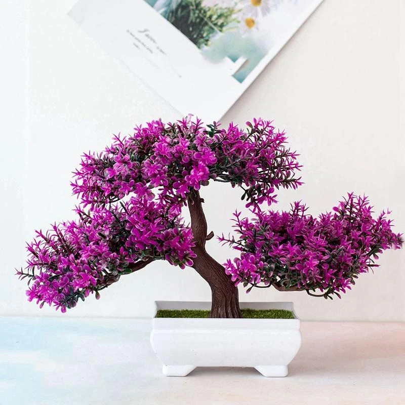 Artificial Bonsai Tree Potted Plant Fake Flowers Home Table Garden Decoration