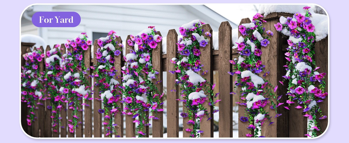 2 Pcs Artificial Hanging Flowers, UV Resistant Fake Flowers with Flexible Stems,