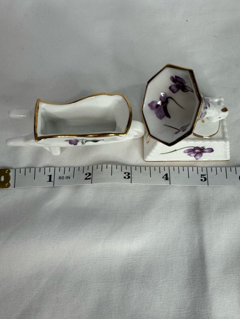 Bone China Purple Floral Mini Set Hammersley Gramophone & Radnor Wheelbarrow