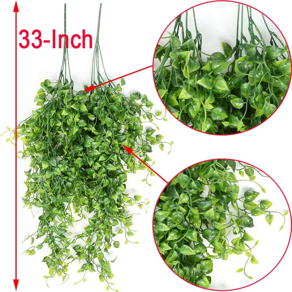 2Pcs Artificial Hanging Plants 32-In Fake Hanging Plant Fake Ivy Vine Outdoor