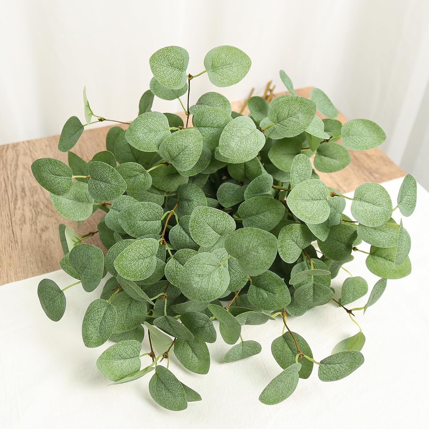 6Pcs Artificial Eucalyptus Stems Greenery Stems 24″ Tall Fake Plants Decor Fa…