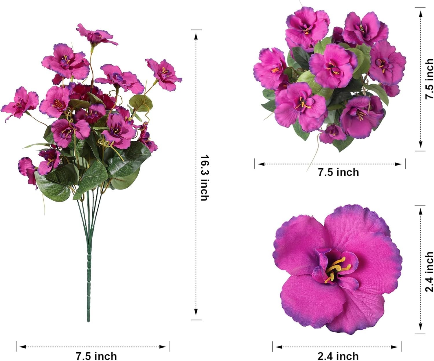 Hibiscus Artificial Flowers Plants for Outdoors Summer Decoration, 6 Bundles …