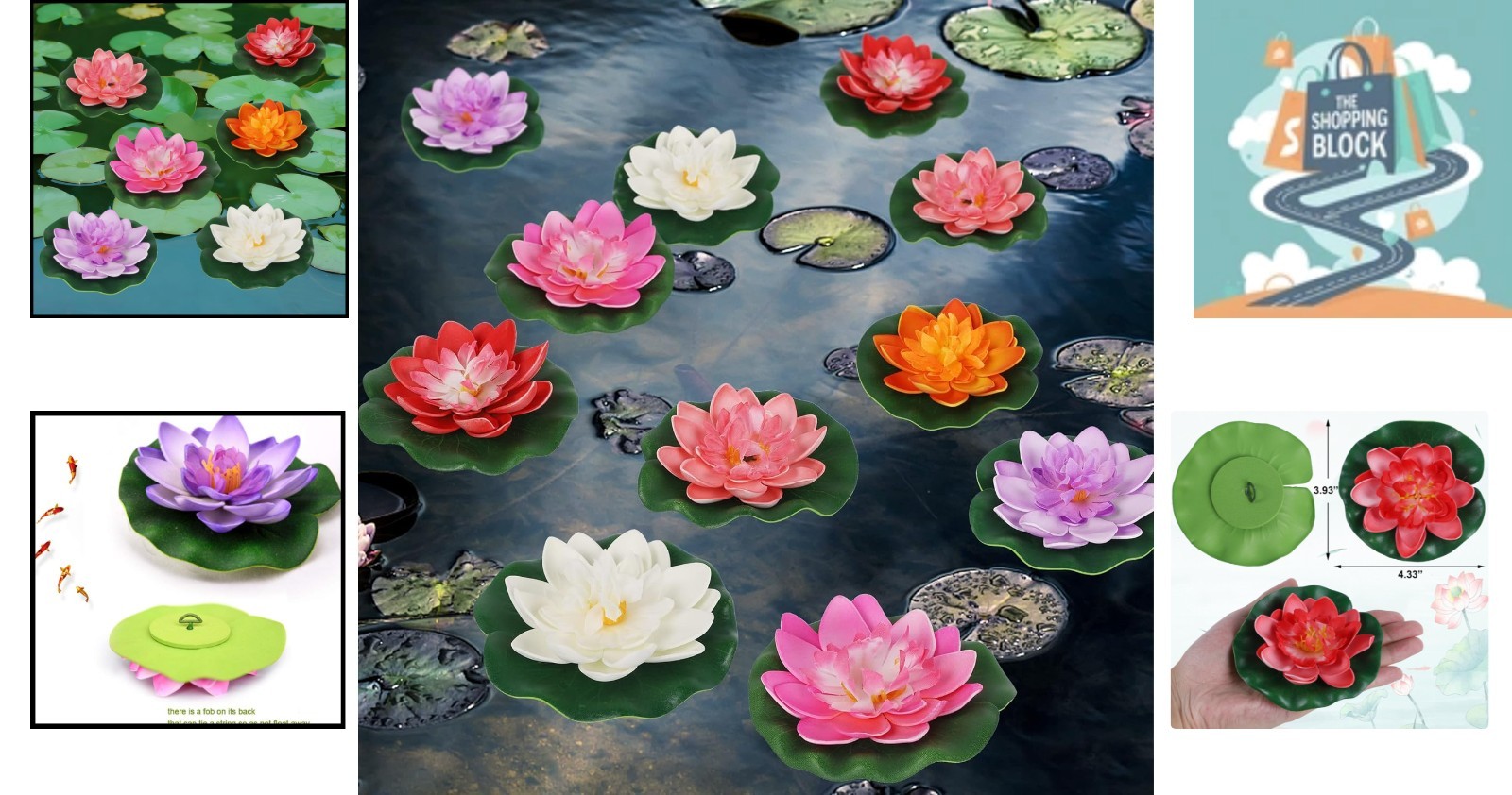 12Pcs Colorful Floating Foam Lotus Flowers & Lily Pads for Garden Decor