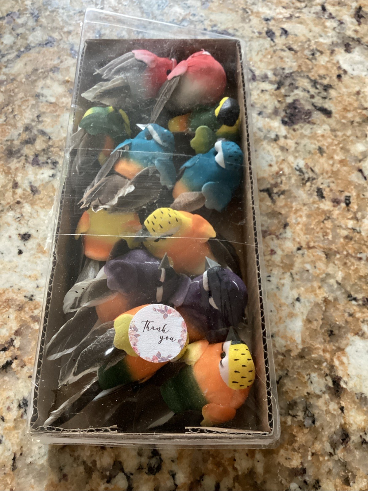 Artificial Foam & Feather Mini Birds 3” DIY Crafts Decorations Set Of 12 NIB