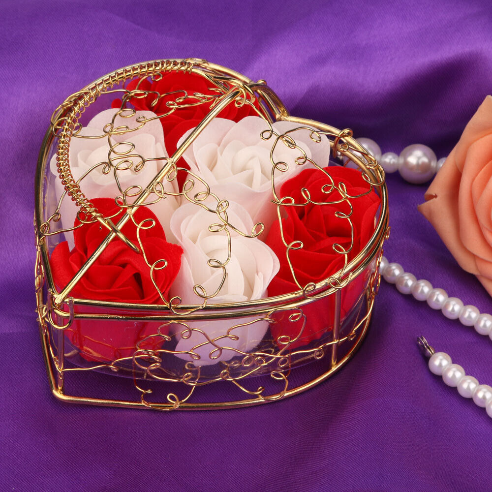 Heart Scented Petal Rose Soap Flower Wedding Decoration Gift Box Valentines Day