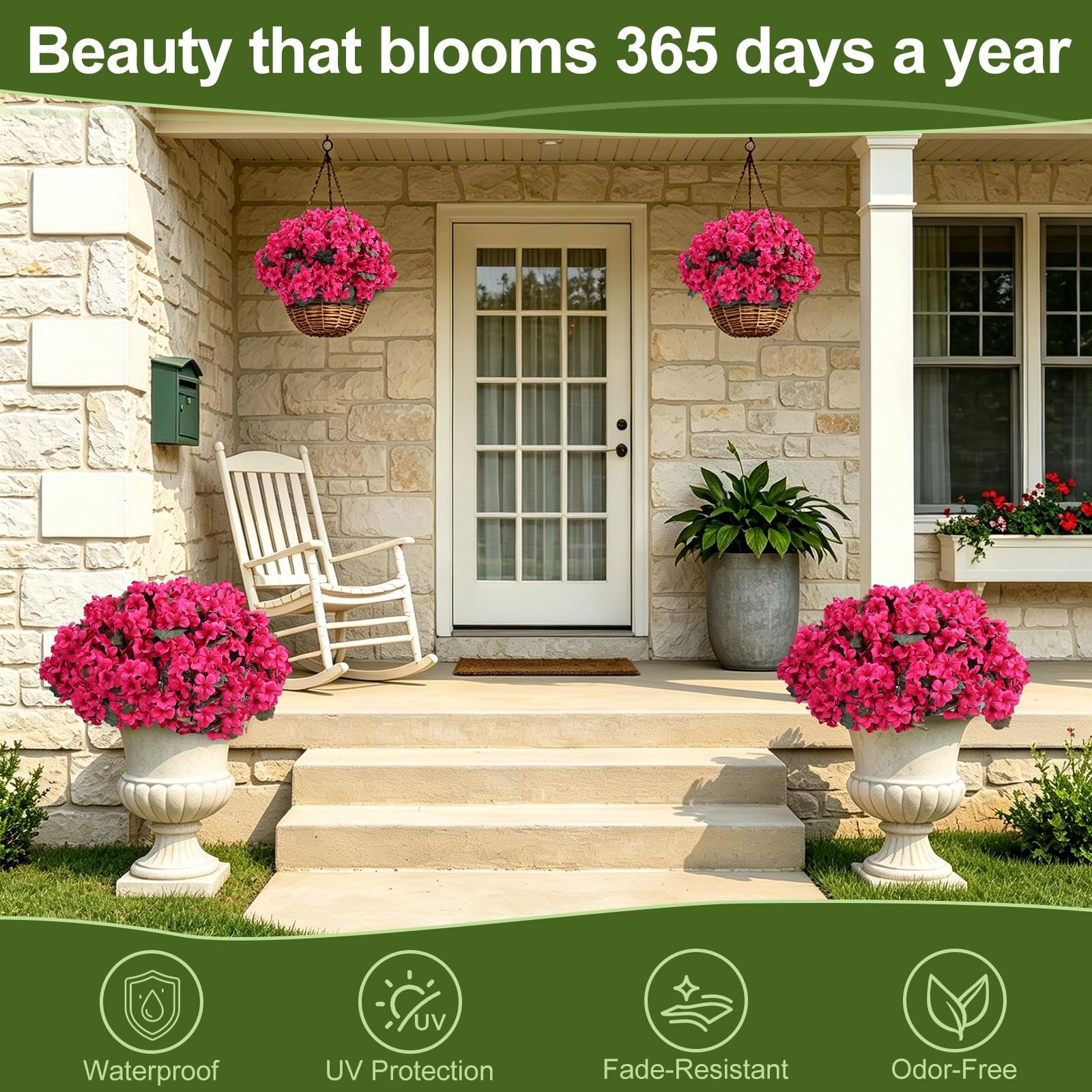 6 Bundles Fuchsia Geraniums Artificial Flowers Realistic, Large Headed Faux P…