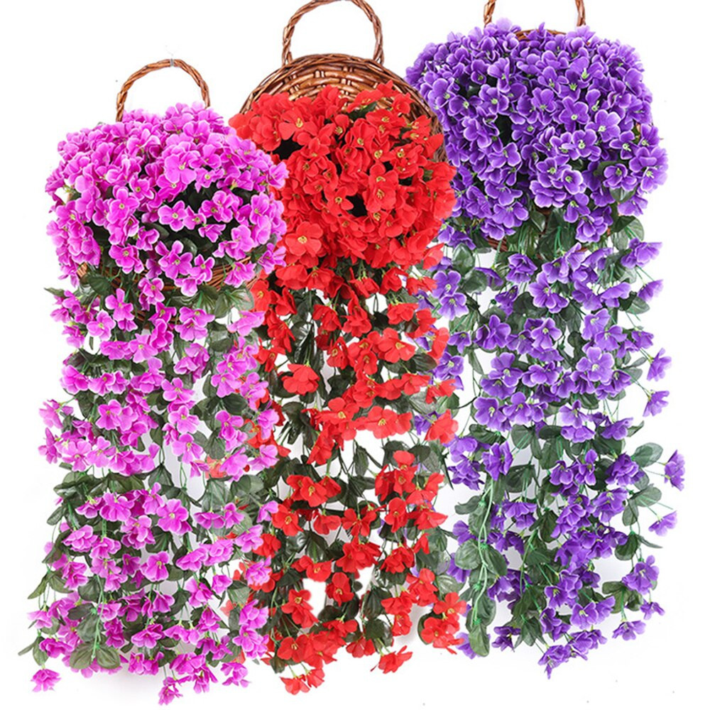 Artificial Violet Flowers Simulated Fake Plant Vine Home Hotel Garden Decor NEW