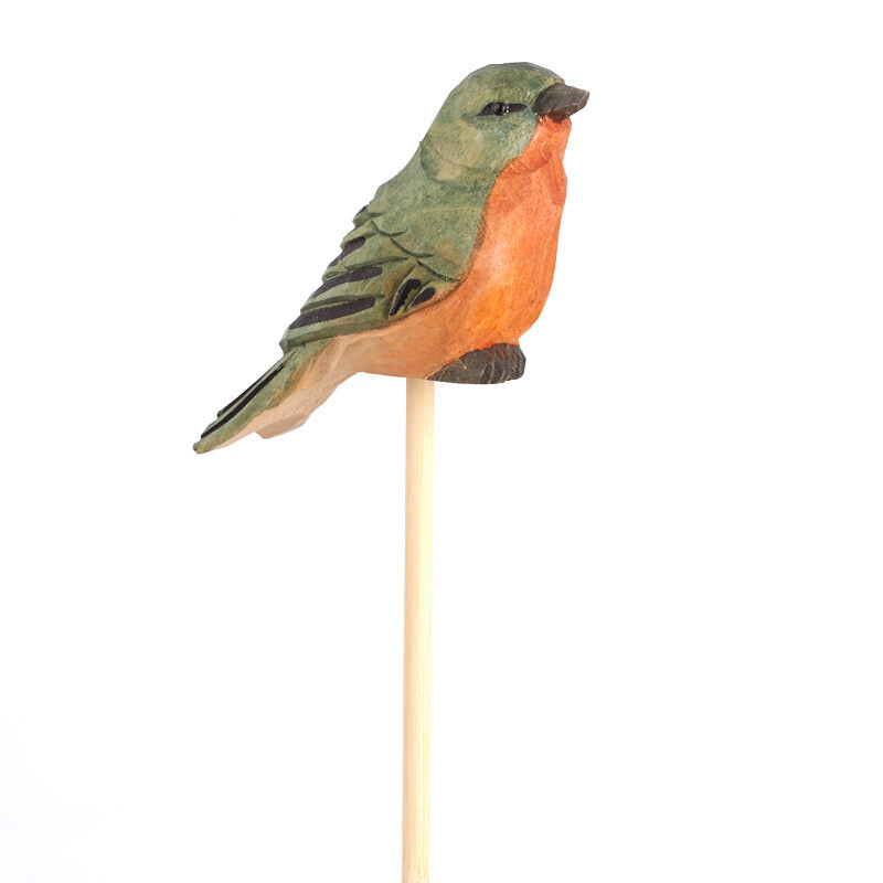 Set of 2 Factory Direct Craft 7-1/2″ Carved Wood Robin Birds on Picks