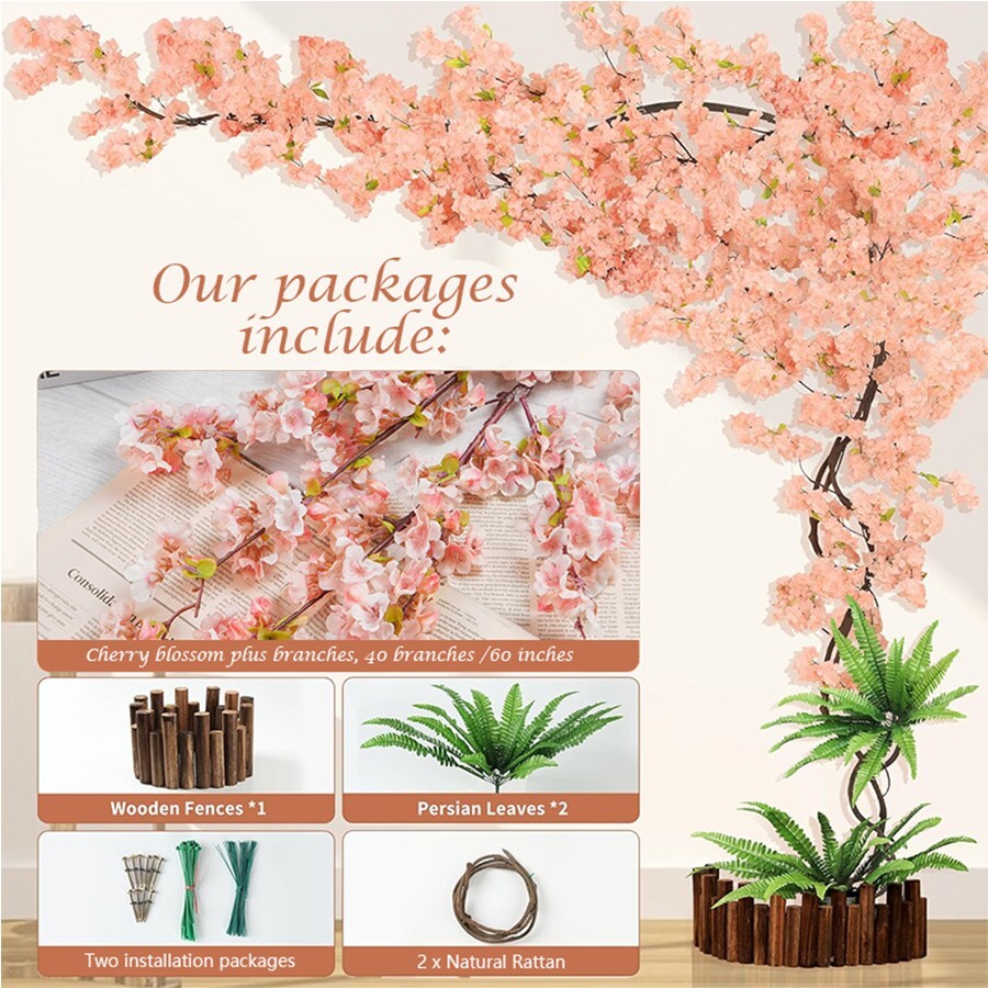 Artificial cherry tree, fake cherry tree Artificial champagne pink cherry tree
