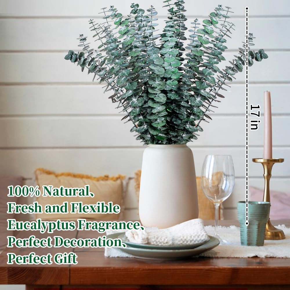 21 Pcs Real Dried Eucalyptus Stems, 17″ Natural Fresh Eucalyptus Branches for Sh