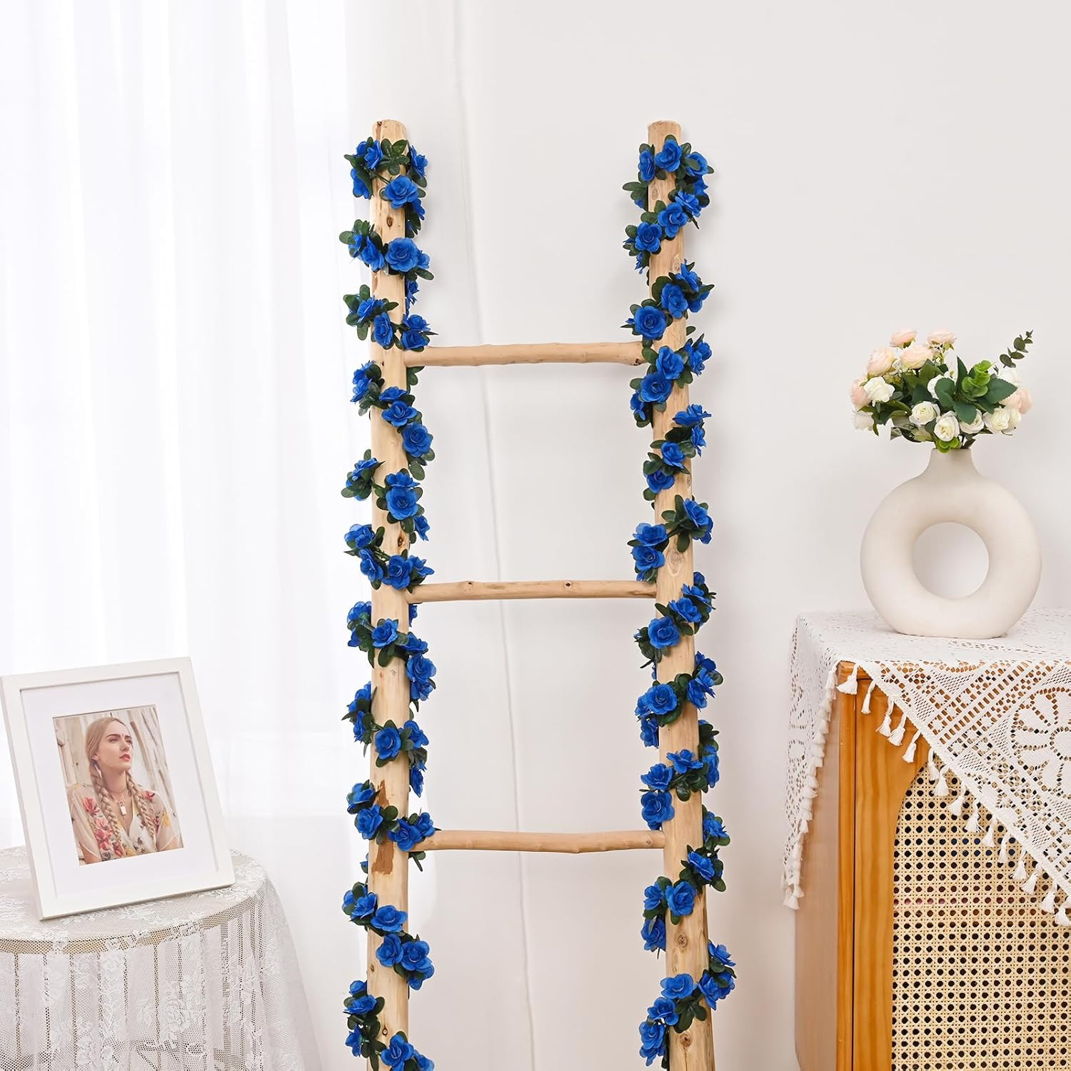 Flower Garland Rose Vines, 5 Strands 41Ft Flowers Vines for Bedroom, Rose Flower