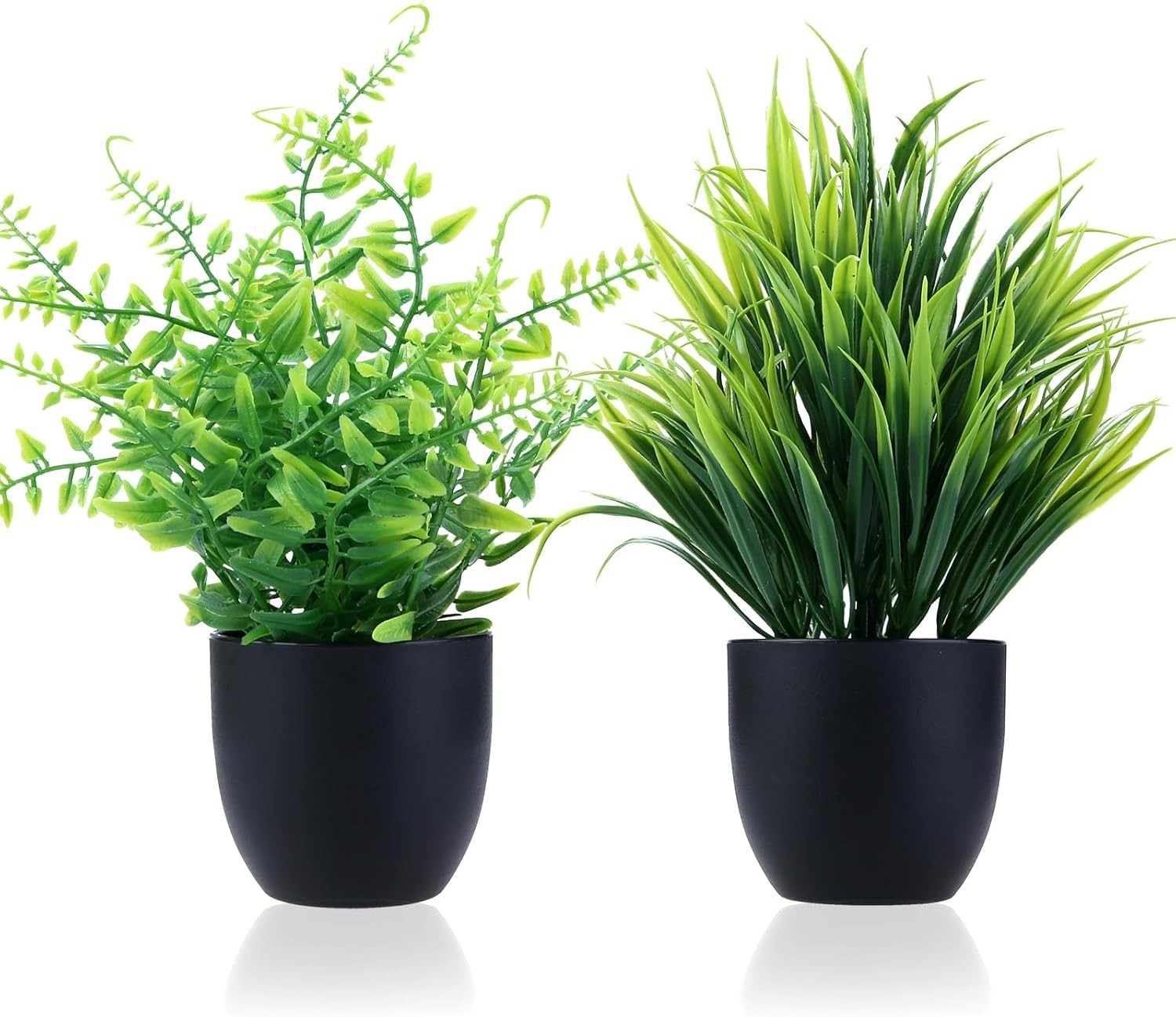 2 Pack Fake Plants in Black Pot Small Artificial Plant Wheat Grass for Home D…