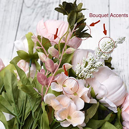 Vintage Artificial Peonies Silk Peony Flowers and Hydrangeas Rosy Pale Pink